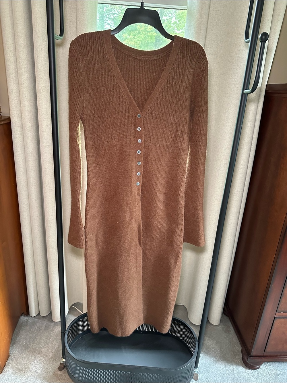 SHEIN Brown Long Sleeve Button-Front Knit sweater